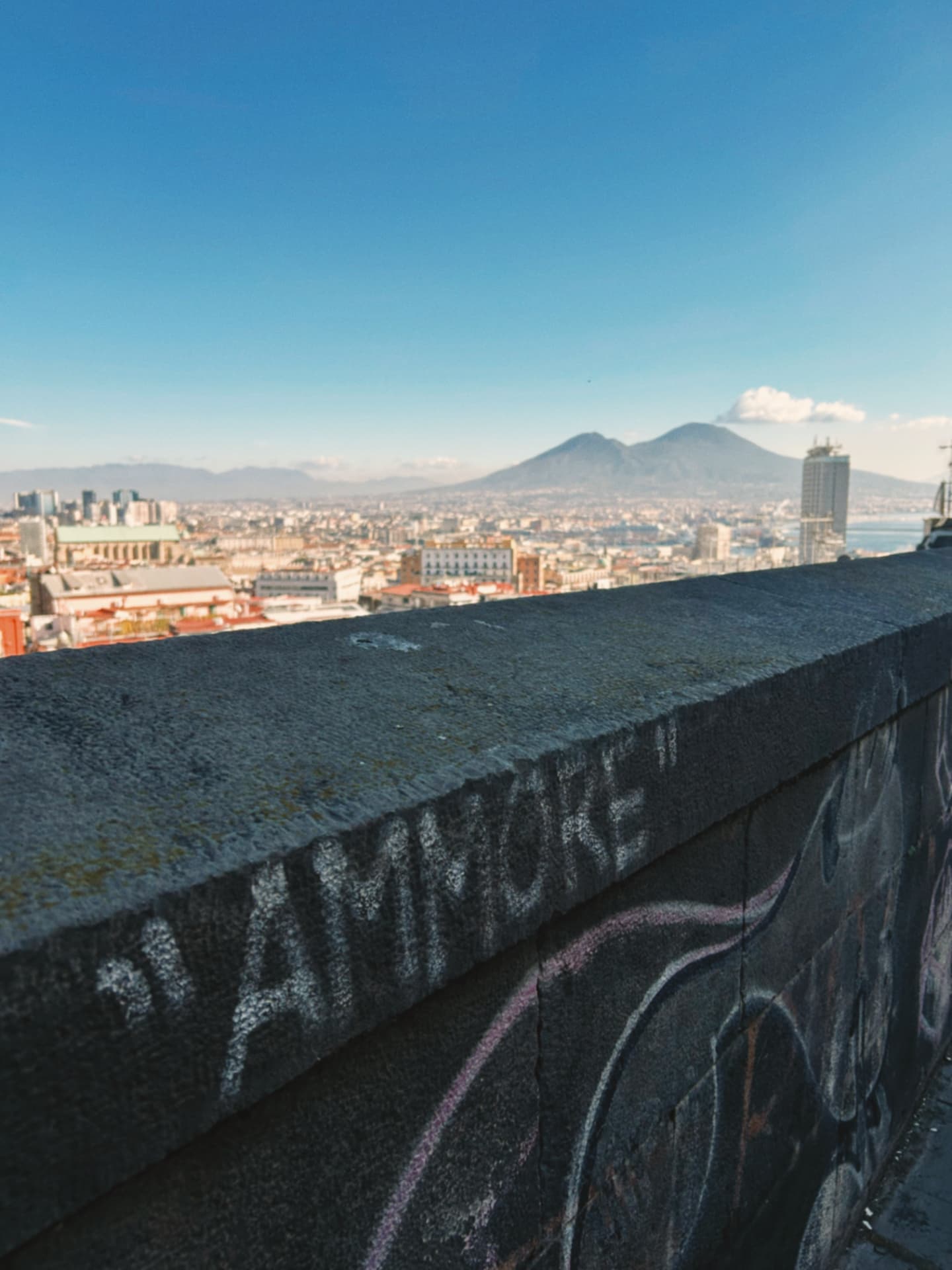 night view over Naples and Mount Vesuvius